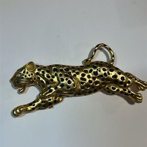 Vintage NI95 Gold Tone Leopard Cheetah Belt Buckle